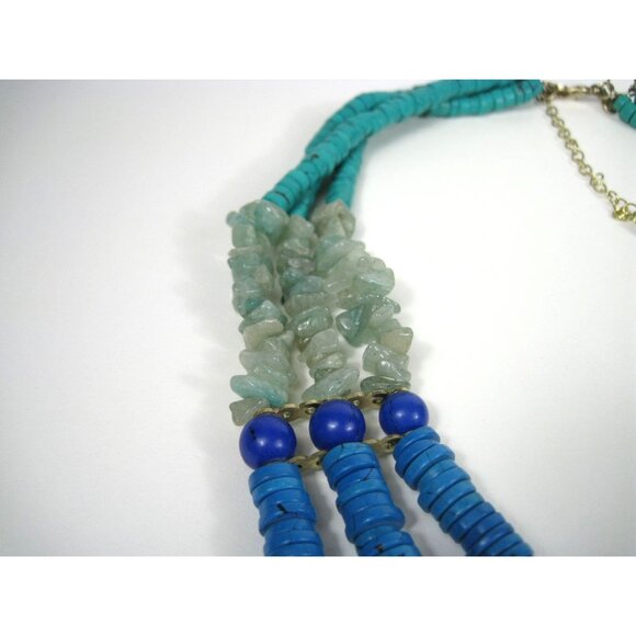 Chicos Chunky Multicolor Beaded Necklace Jade Chips Stone Adjustable 25 inch Chi - Picture 4 of 10